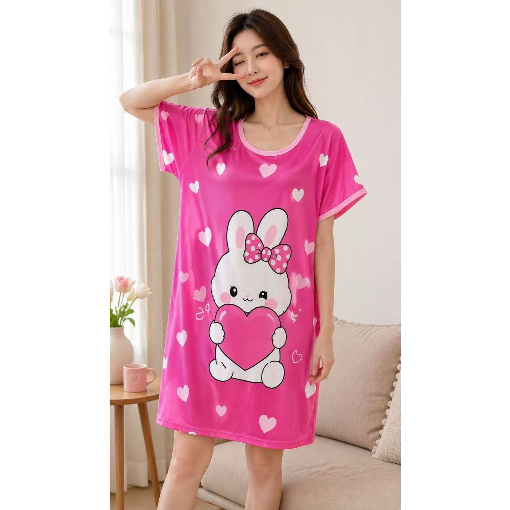 short ladies night dress | Cute All-Over Print Comfy House Dress | Breathable Sleeve Sleepwear for W bulova