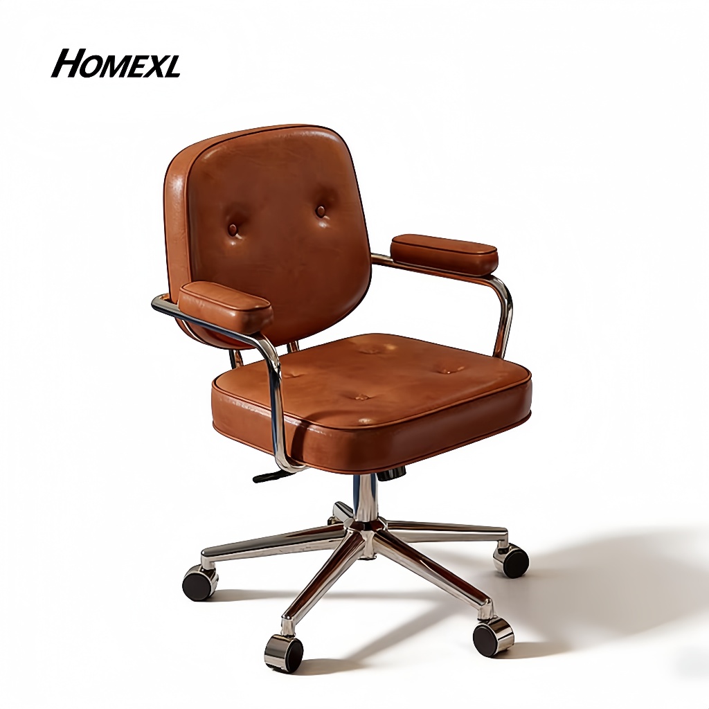 HOMEXL Cowhide computer chair office chair ergonomic chair bread chair ...