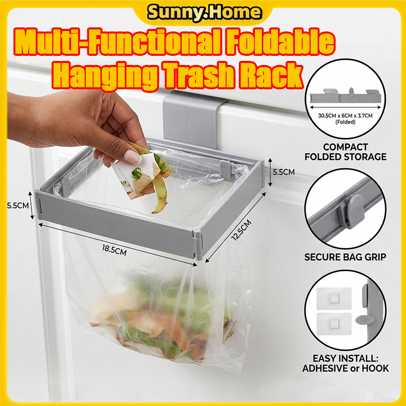 【BUY 1 TAKE 1】Foldable Kitchen Trash Rack Hanging Garbage Bag Holder ...