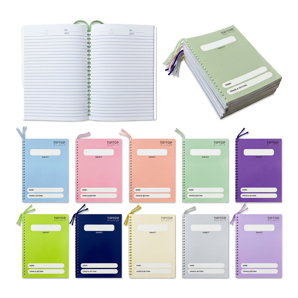TIP TOP Macaron Spiral Notebook – Pack of 10 80 Sheets Double Coil ...