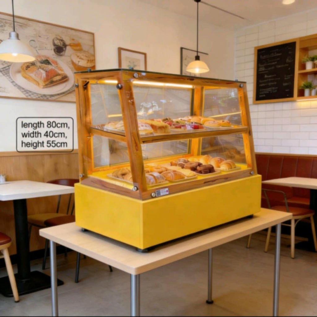Stellar 2-layer Slanted Bread food display case Pastry glass display ...