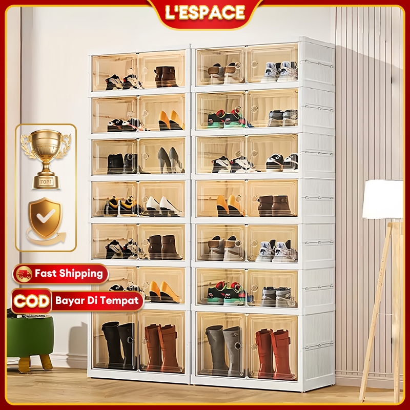 Foldable Shoe Rack Organizer Transparent Shoe Box Dust-Proof Stackable ...