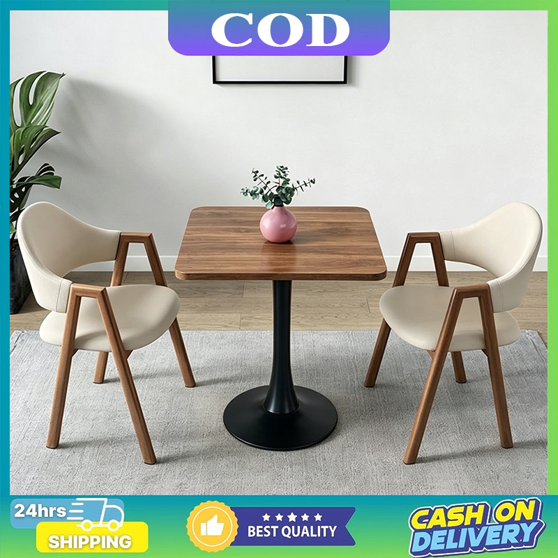 Balcony Table Chair Set 60CM Walnut Round Square Outdoor Leisure Coffee ...
