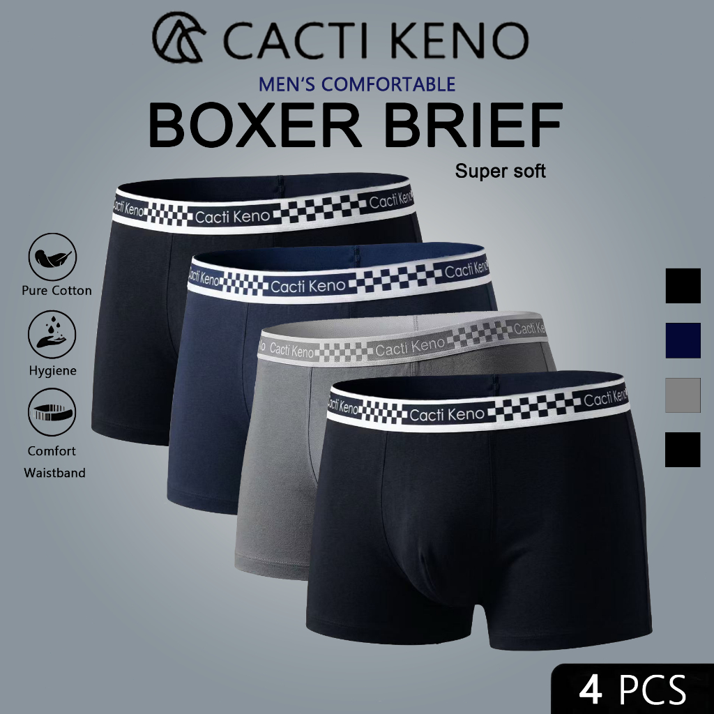 4 Pcs Cacti Keno Boxer Brief for Men Cotton Boxer for Men Breathable ...
