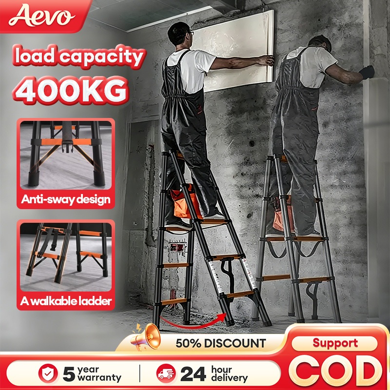 Telescopic Ladder Foldable Aluminum Heavy Duty Walkable Ladder For Home ...