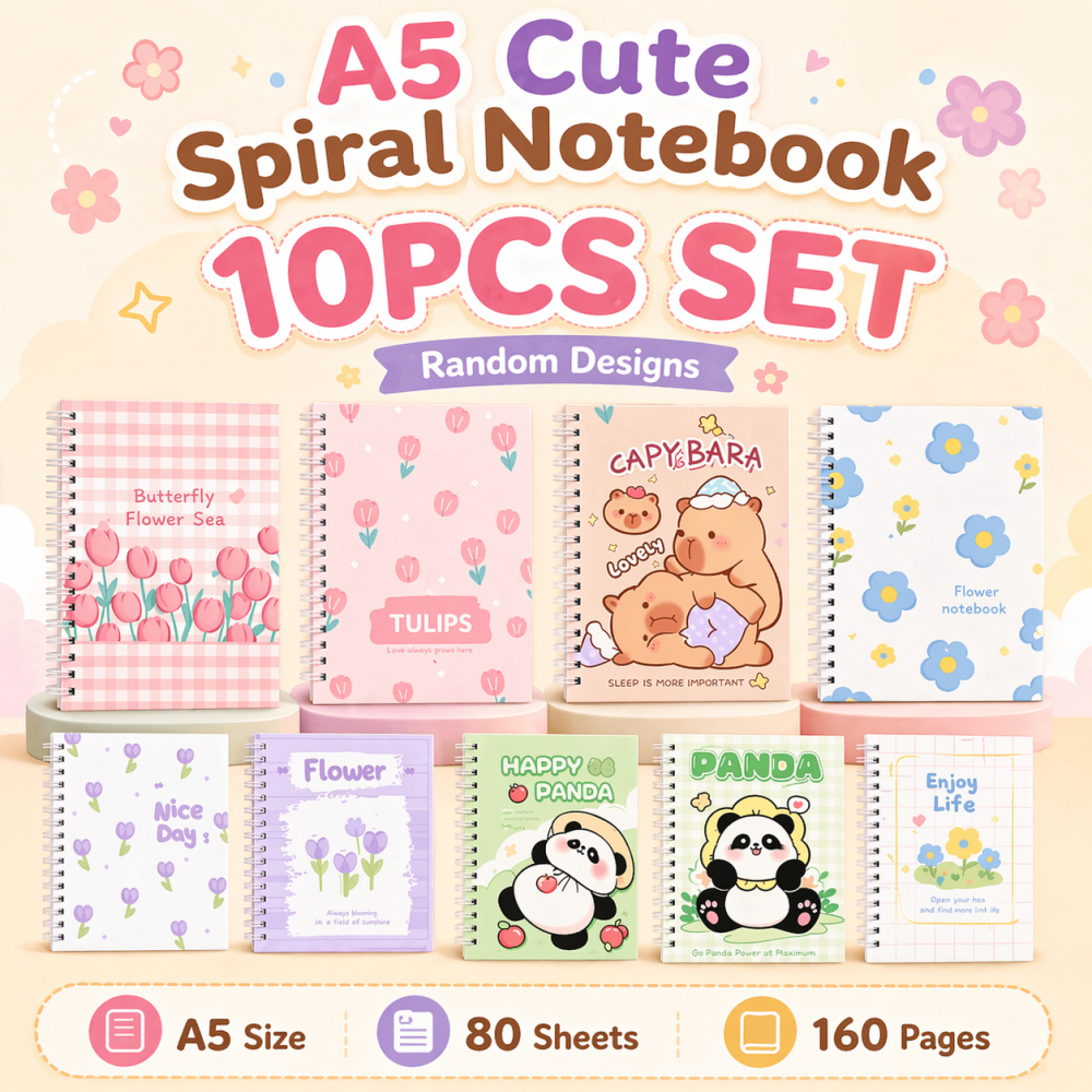 10pcs School Notebook Set A5 Cartoon Spiral Notebook Set Landscape Coil ...