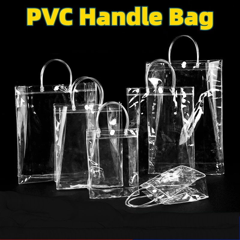 PVC Handle Bag With Handle Transparent Bag Gift Bag Clear Tote Bag ...