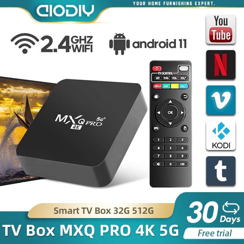 AIODIY MXQ PRO Smart TV Box 4K HD 8+128GB 5G WiFi Support USB Flash ...