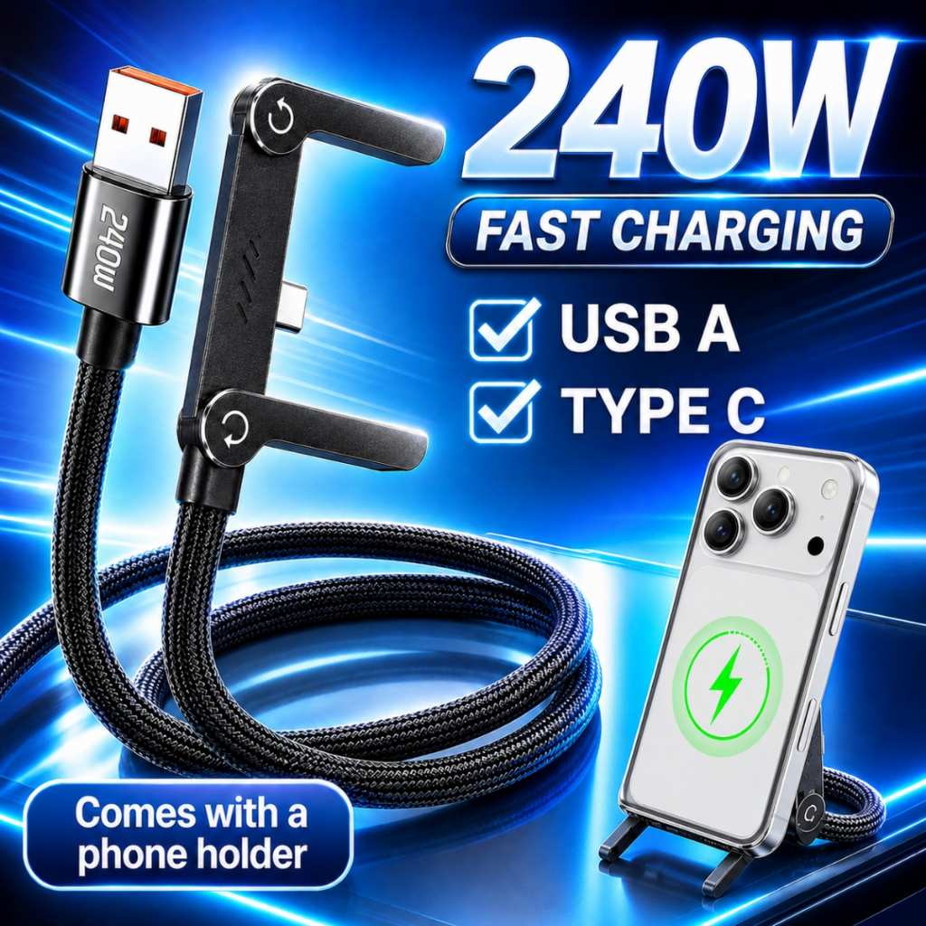 240W USB Type C Angled Stand Data Cable USB Type C to Type C Fast ...