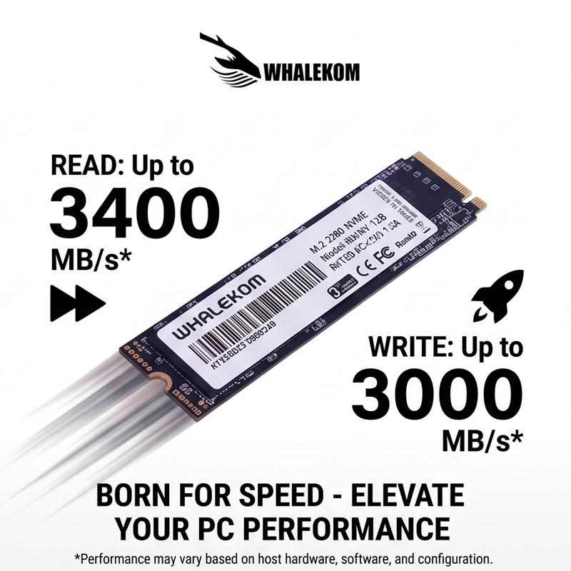 Whalekom M.2 2280 NVMe SSD 128GB 256GB 512GB 1TB Internal Solid