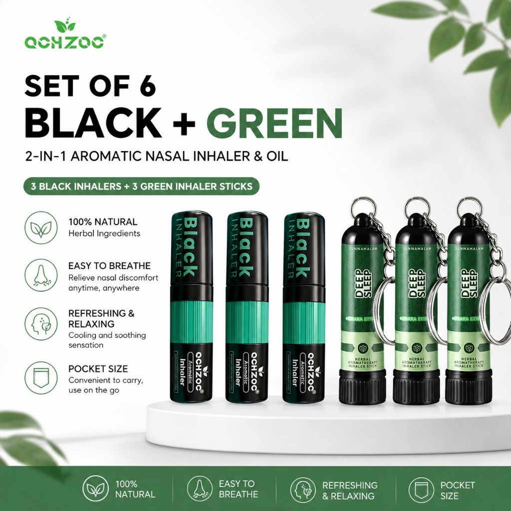 QCHZOC Green + Black Inhaler Set of 6 Pepper+mint Field Black Inhaler ...