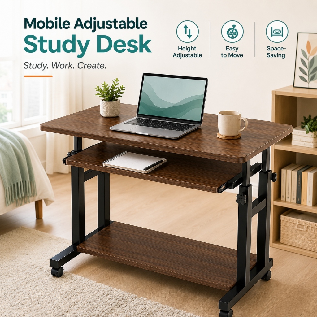 H-legs Stable Bed Table Adjustable Bed Side Study Desk Standing ...
