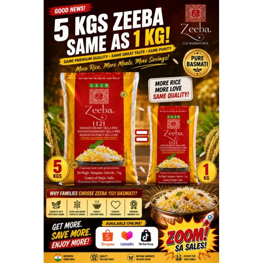 ZEEBA BASMATI RICE 5kgs | Shopee Philippines