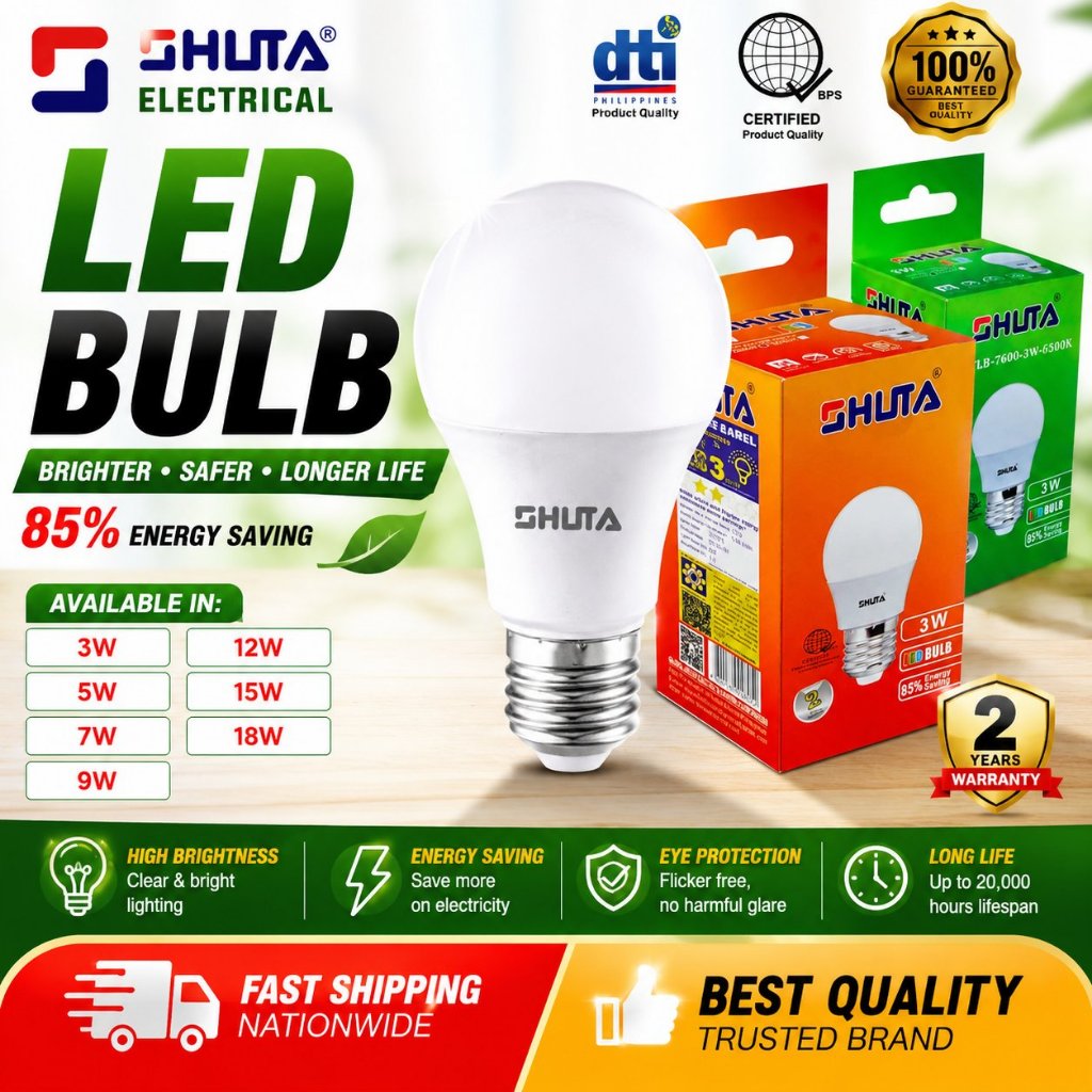 SHUTA LED BULB E27 DAYLIGHT 6500K STLB-6500 3W 5W 7W 9W 12W 15W 18W ...
