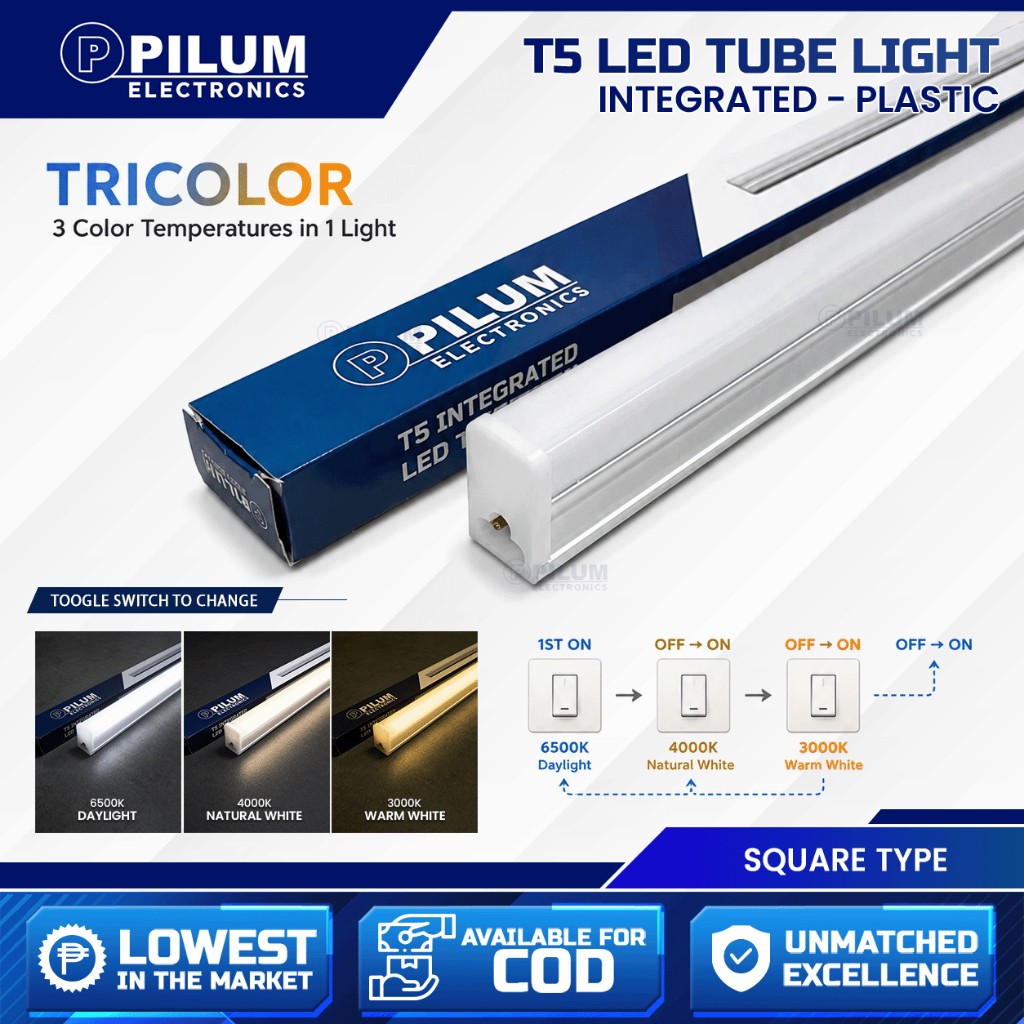 T5 Integrated LED Tube Tricolor Square Type Plastic Base 5W 6W 10W 14W ...