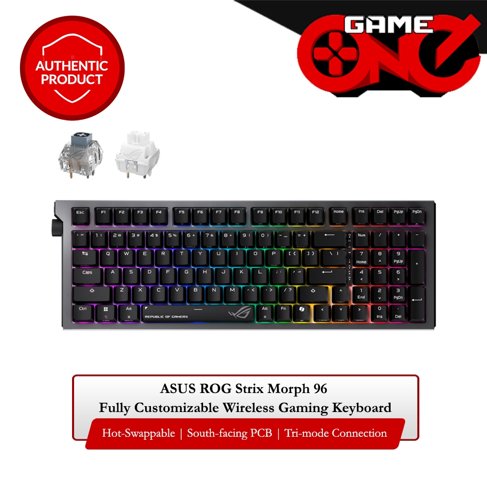 ASUS ROG Strix Morph 96 Tri-Mode Hot Swappable RGB Wireless Mechanical ...
