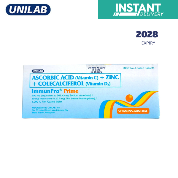 UNILAB Immunpro Prime Ascorbic Acid Vitamin C + Zinc + Vitamin D 1 Box ...