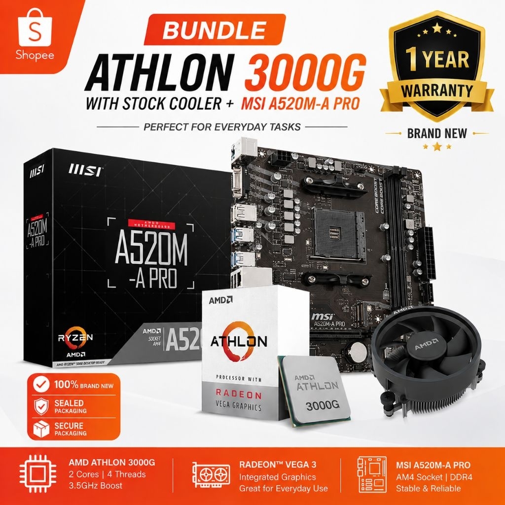 AM4 BUNDLE AMD ATHLON 3000G | A520M MOTHERBOARD | Shopee Philippines