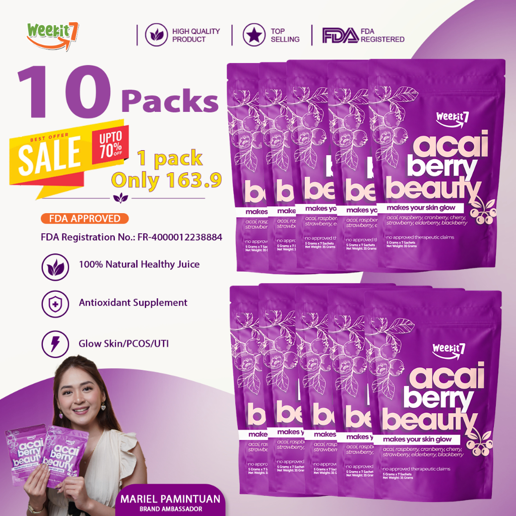【FDA Approved】Weekit7 Acai Berry Powder Beauty Drink Glowming Dietary ...
