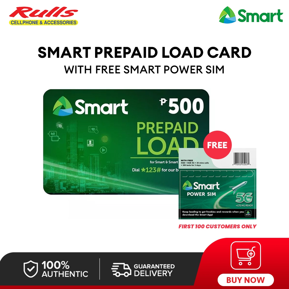 Smart Prepaid P100 / P300 / P500 Load Card with Free Smart Power SIM ...