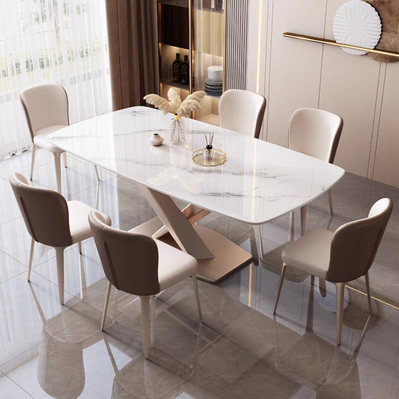 COD⚡Italian Minimalist Glossy Sintered Stone Dining Table Light Luxury ...