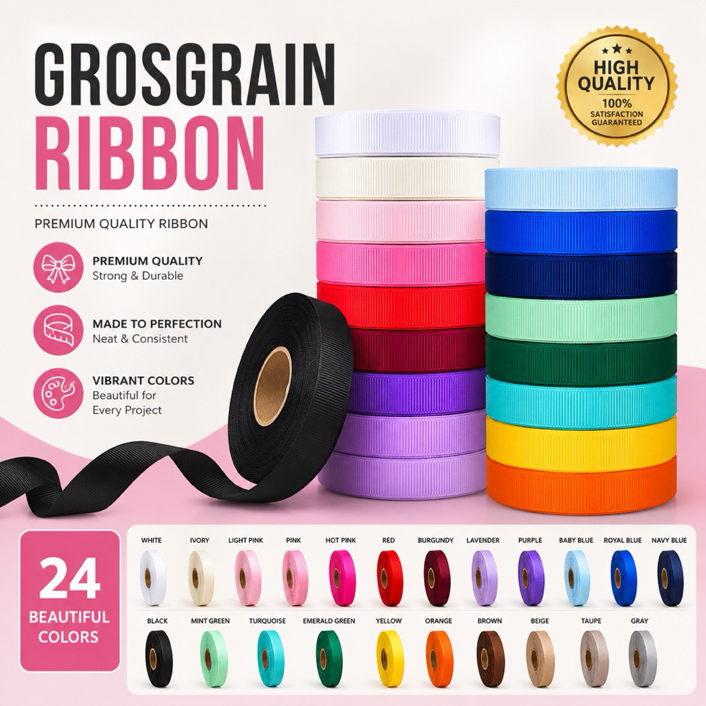 Grosgrain Ribbon Roll- 3/4inch x 10meters | 24 colors| Gift Wrapping ...