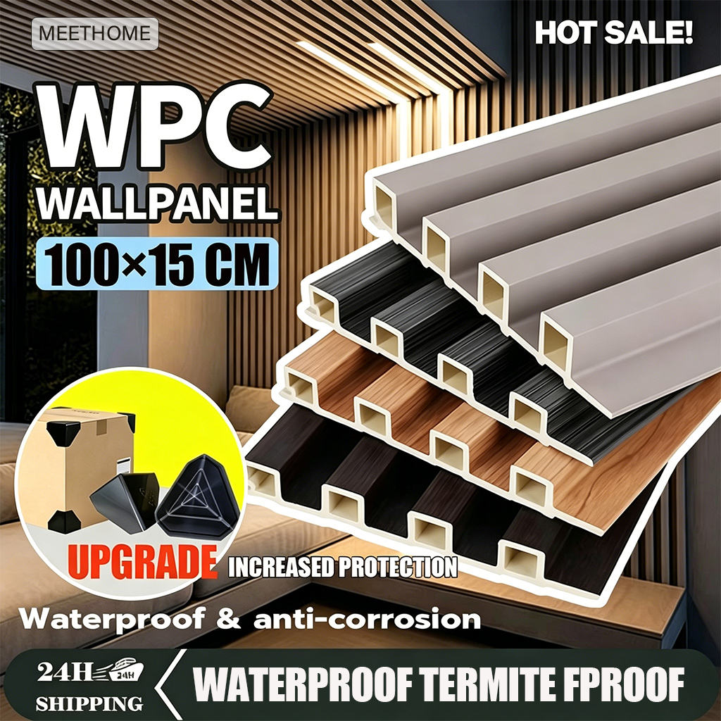 WPC Wood Wallpaper Sticker Waterproof Grille Design Ecological Board TV ...