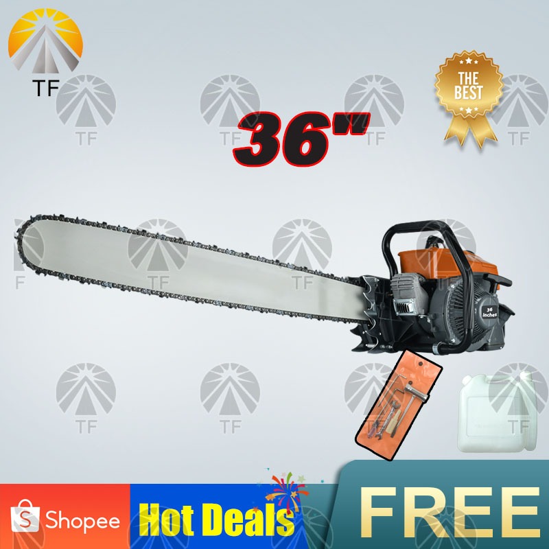 Chain Saw 36 Inches Orange Heavy Duty 105cc Gasoline Chainsaw for ...