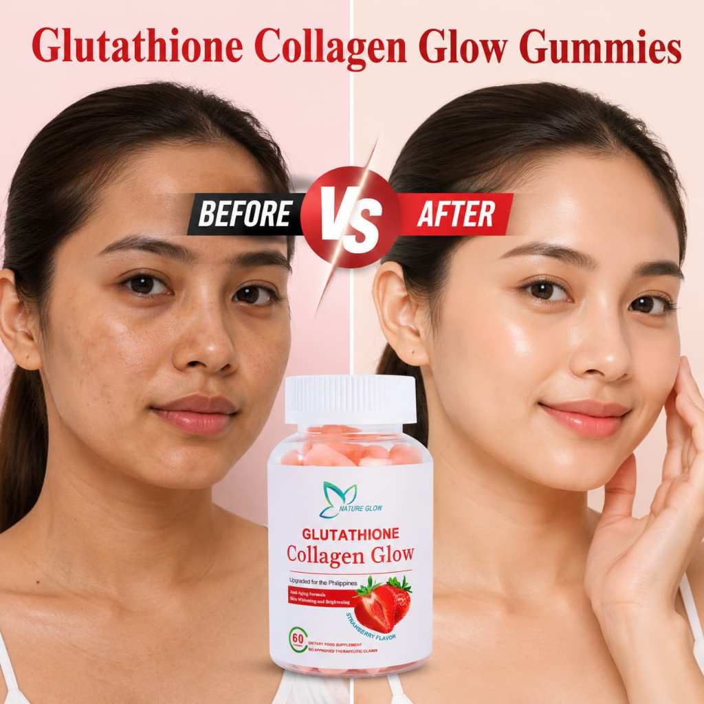 NATURE GLOW Glutathione Collagen Gummies Whitening Skin Anti-Aging With Collagen Vitamin 60 pieces