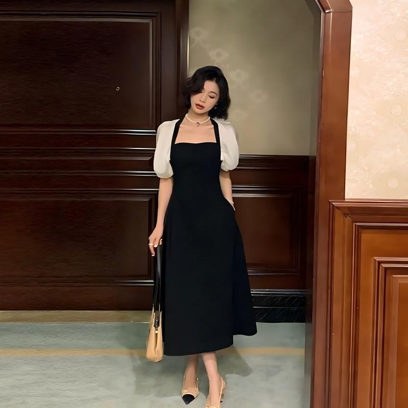 brown business dress Ruched Button A-Line Mini Size:50