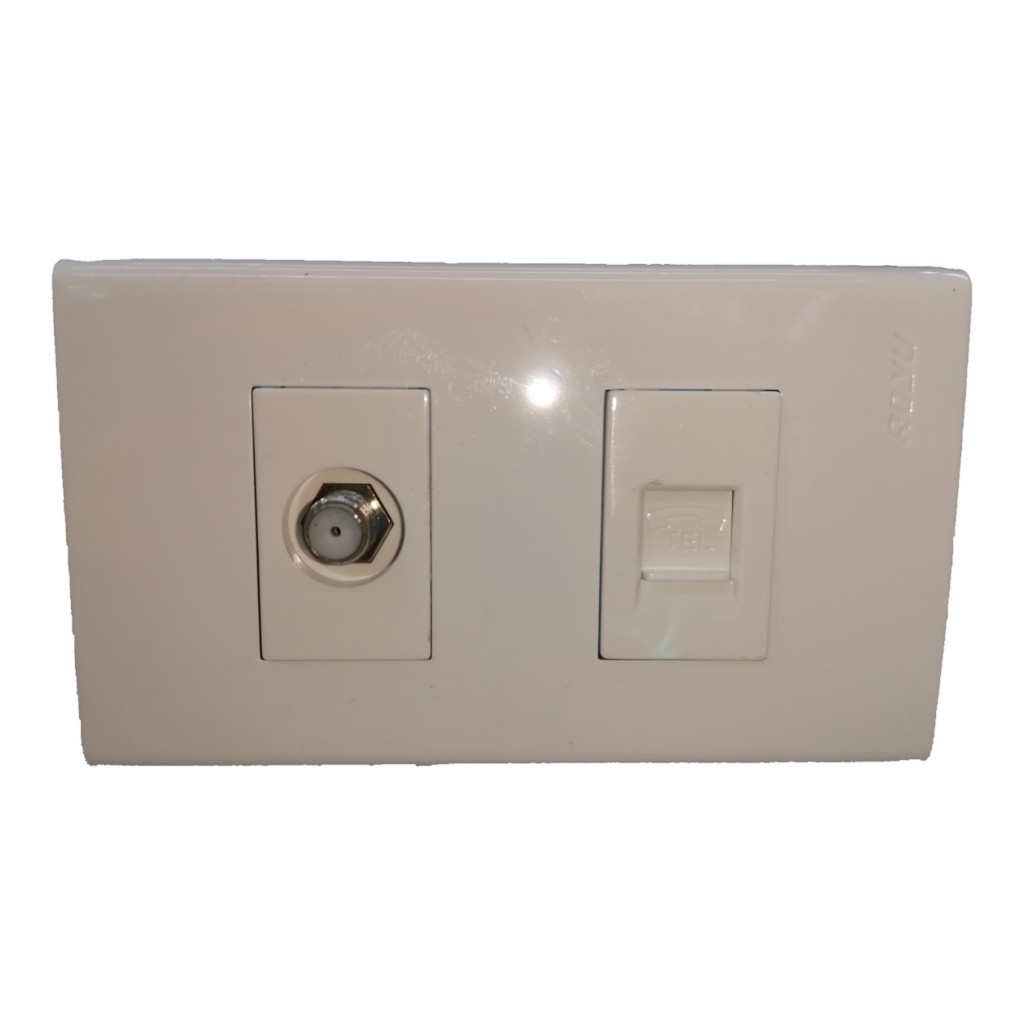 Royu 2 Gang Outlet with Plate Telephone and Cable Wall Outlet Device ...