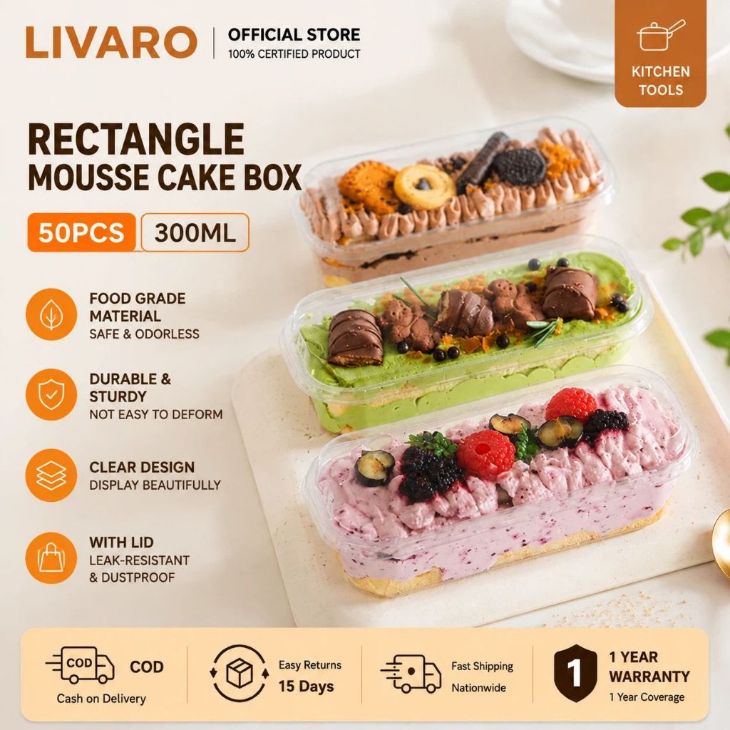 LIVARO 50PCS Loaf Deli Dessert Container for Desserts Cups Cake Box ...