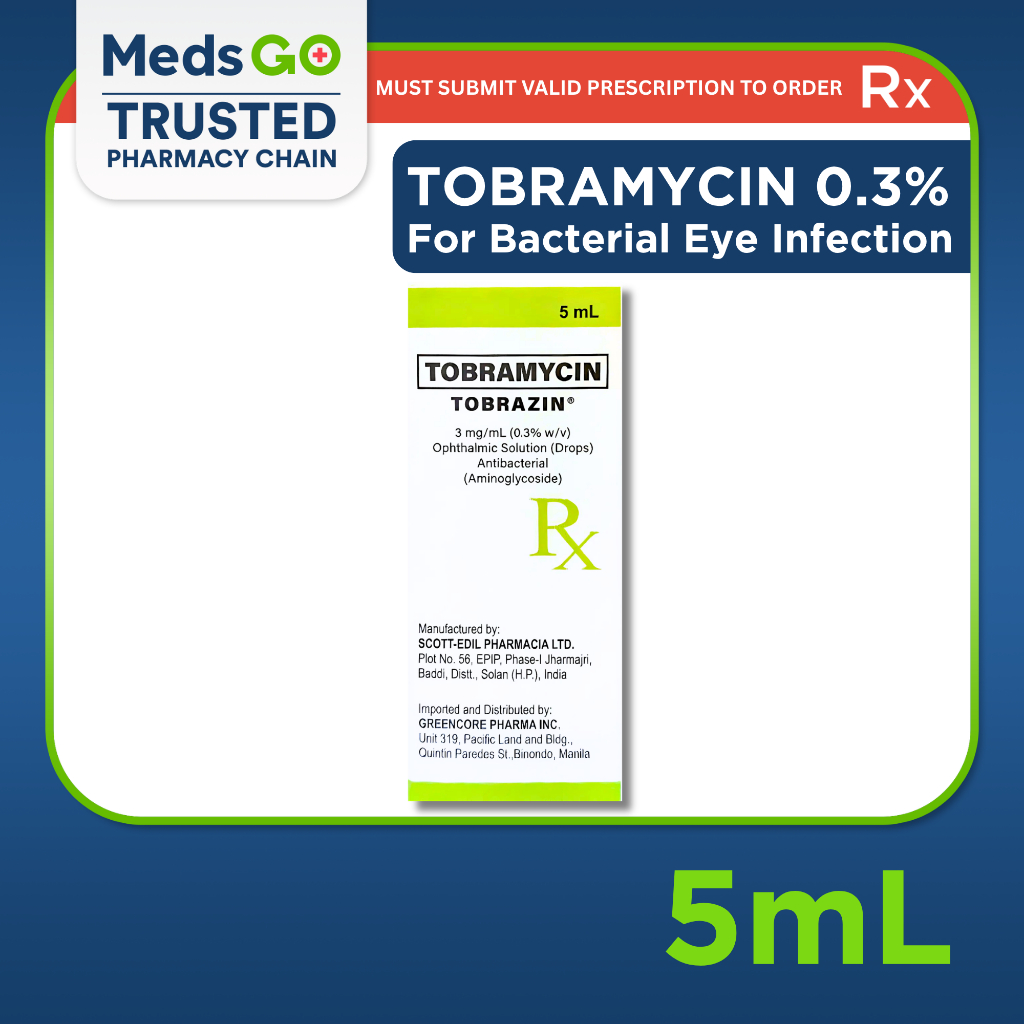 RX: TOBRAMYCIN 0.3% Eye Drops 5mL (TOBRAZIN, TOBRIN) - For Bacterial ...