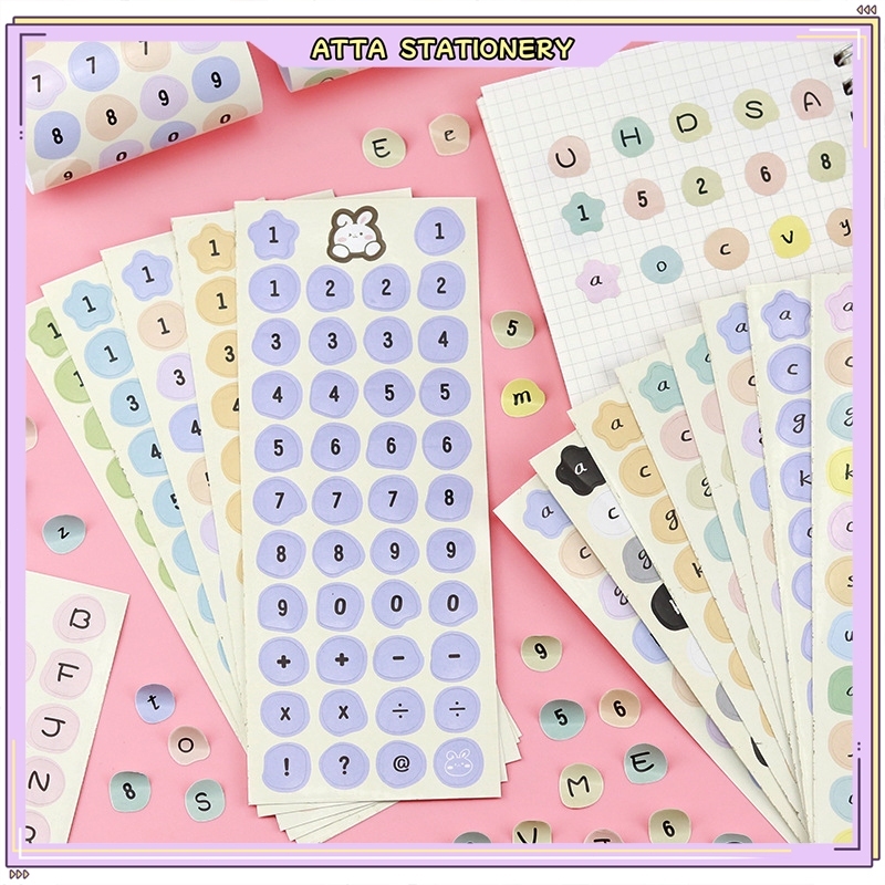 12PCS Cute Rabbit Sticker Alphabet And Number Set Sticker Journal 