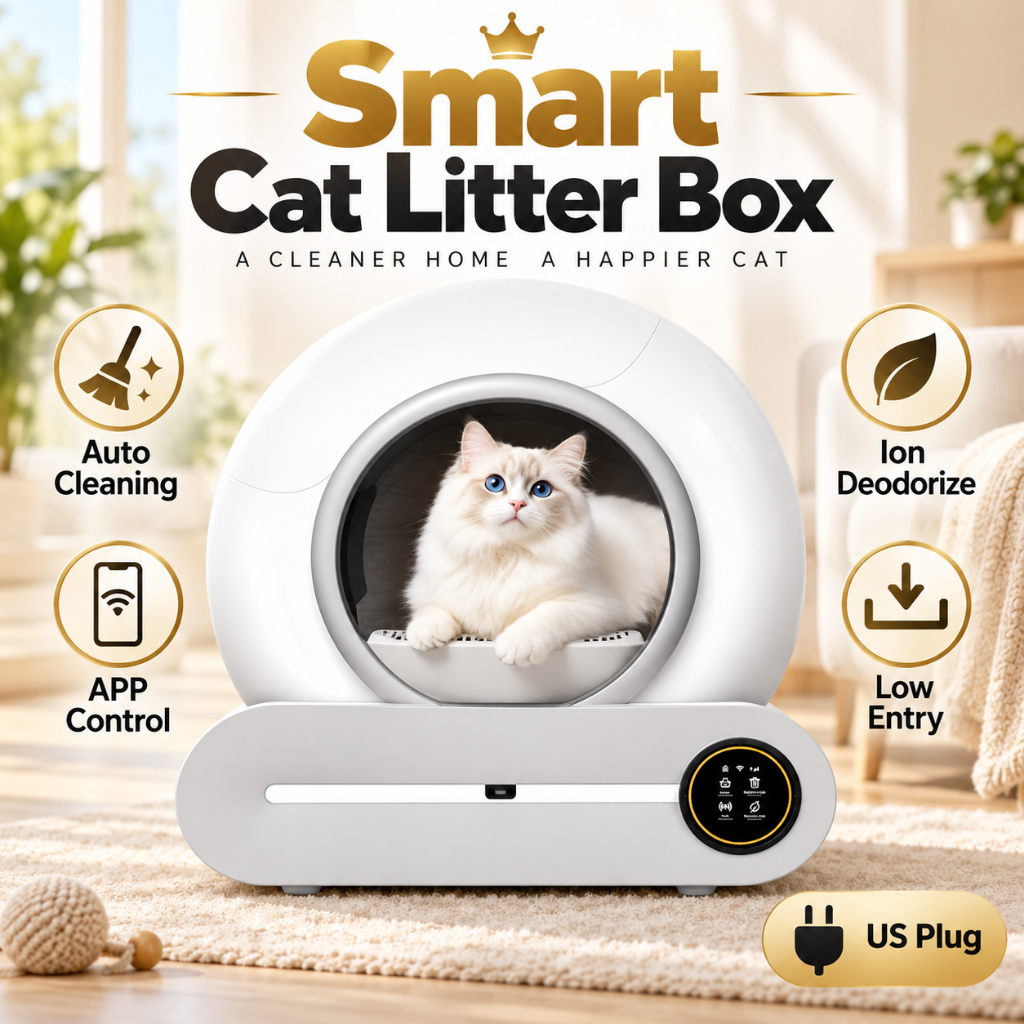 Automatic Cat Litter Box Smart Self Cleaning Toilet 65L Large Capacity ...