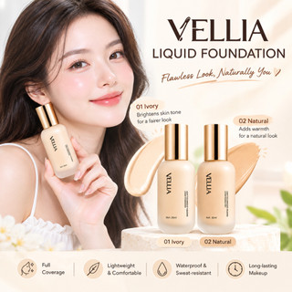 Vellia Liquid Foundation Long Lasting Ivory & Natural Lightweight Full ...