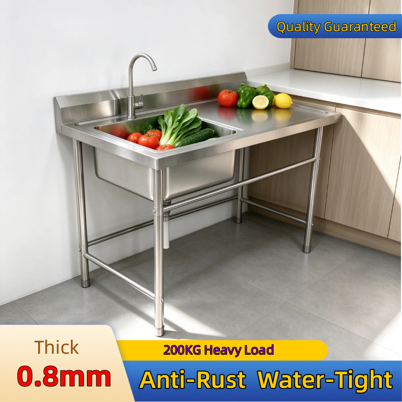 304 Stainless Steel Standing Kitchen Sink Complete Set With Faucet ...