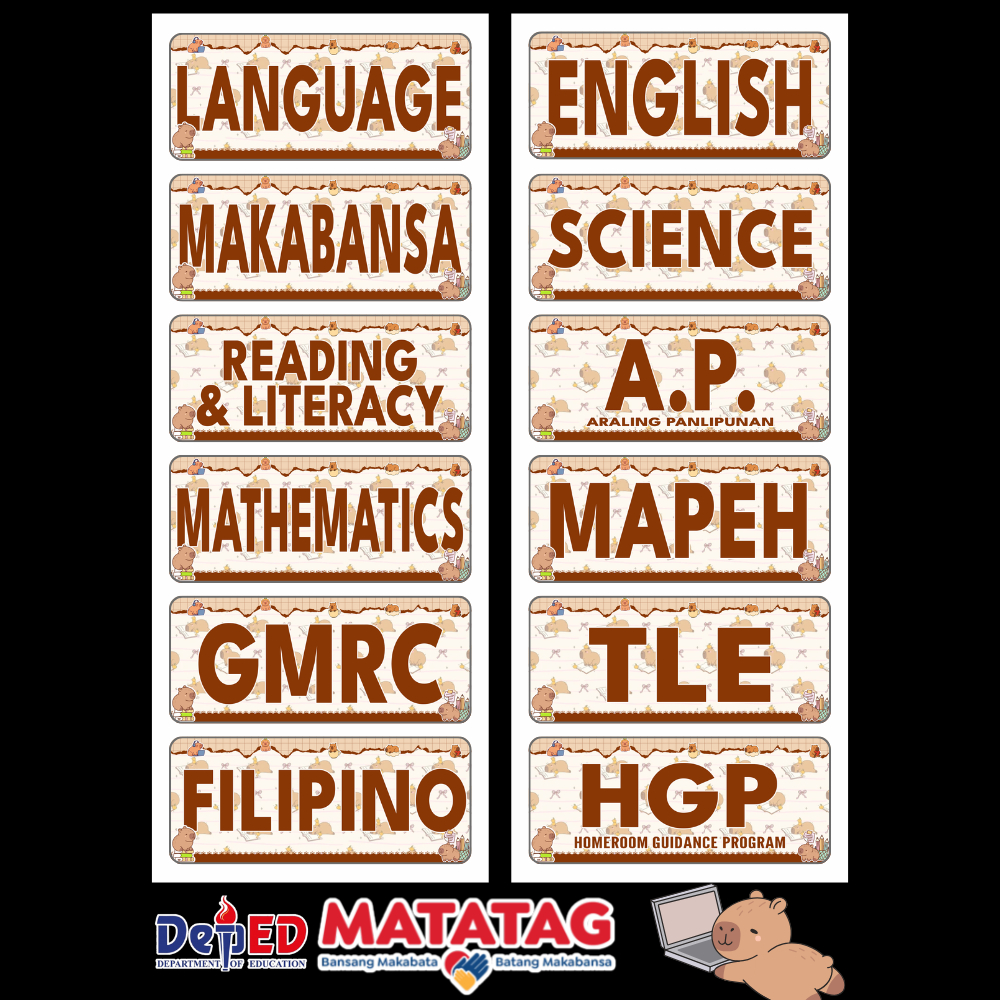 SUBJECT STICKER LABEL for notebook DEPED MATATAG 2.6 inches x 1.1 ...