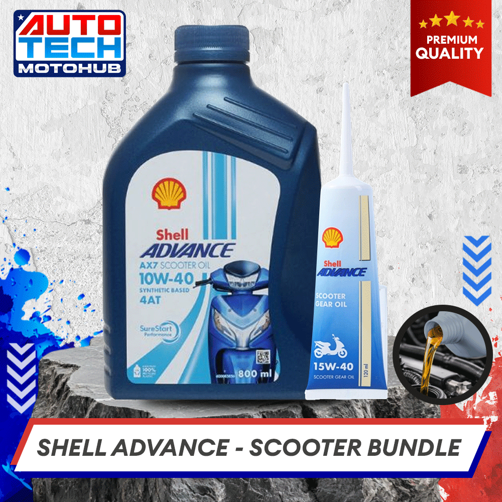 Shell Advance AX7 Scooter Bundle 10W-40 800mL with Bundle 15w-40 120mL ...