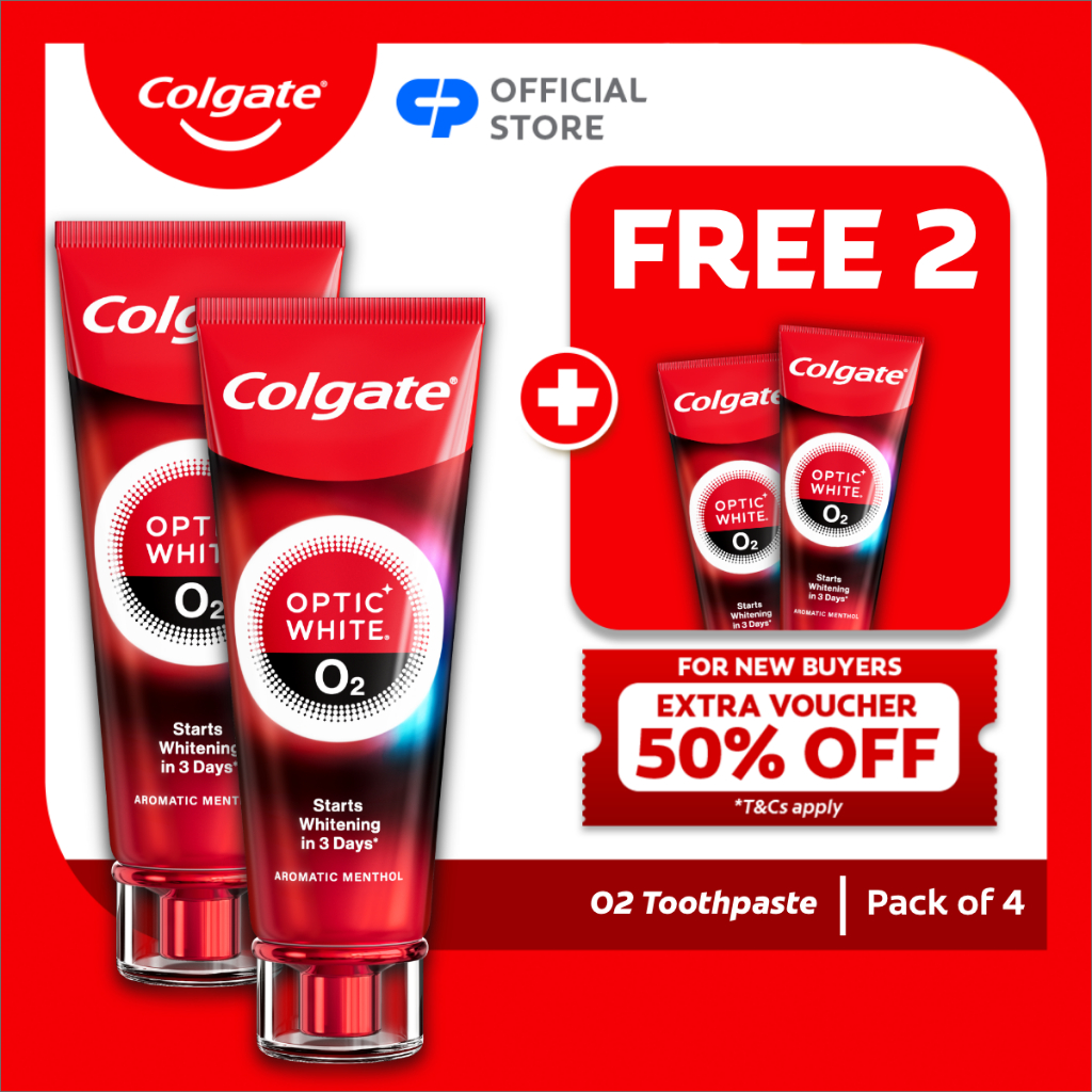 [BUY 2, FREE 2] Colgate Optic White O2 Aromatic Menthol Toothpaste 85g ...