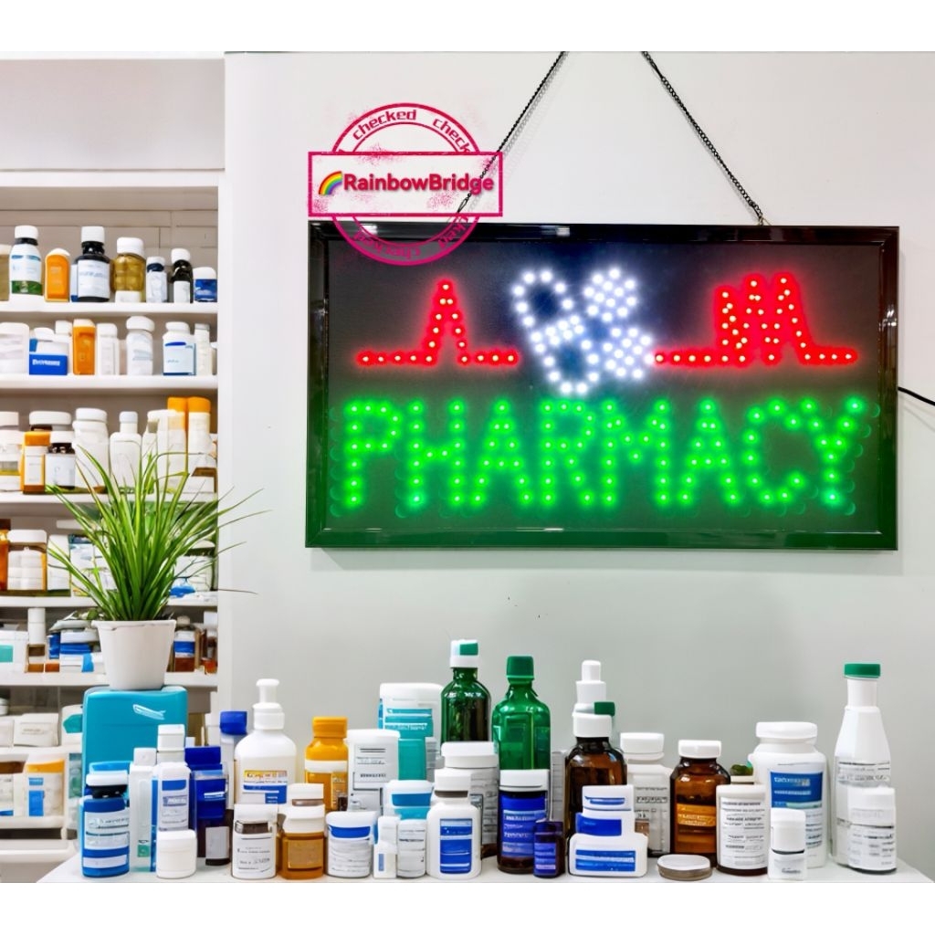 RAINBOW BRIDGE LED SIGNAGE PHARMACY ( New-Small-Large) #SIZE: W48cm ...