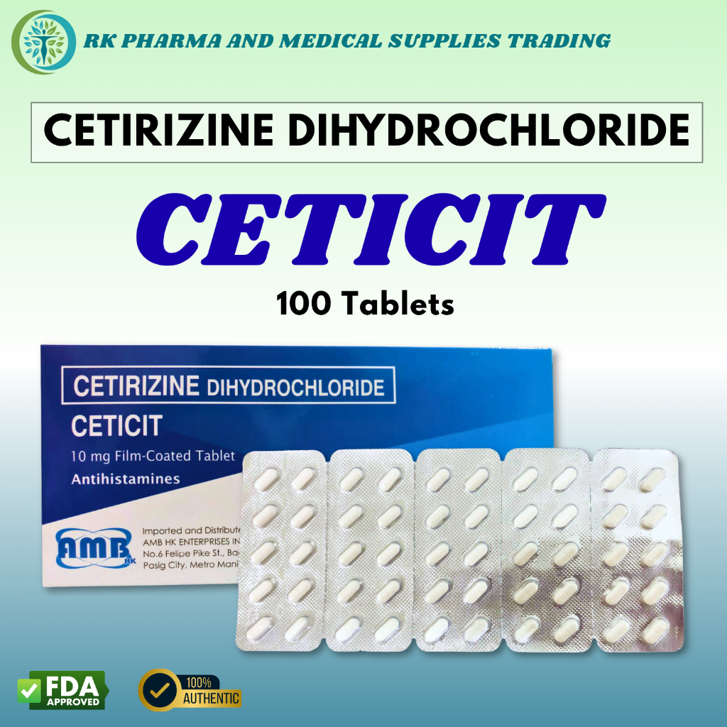CETICIT CETIRINE 10MG (100 Tablets) FDA Approved | Shopee Philippines