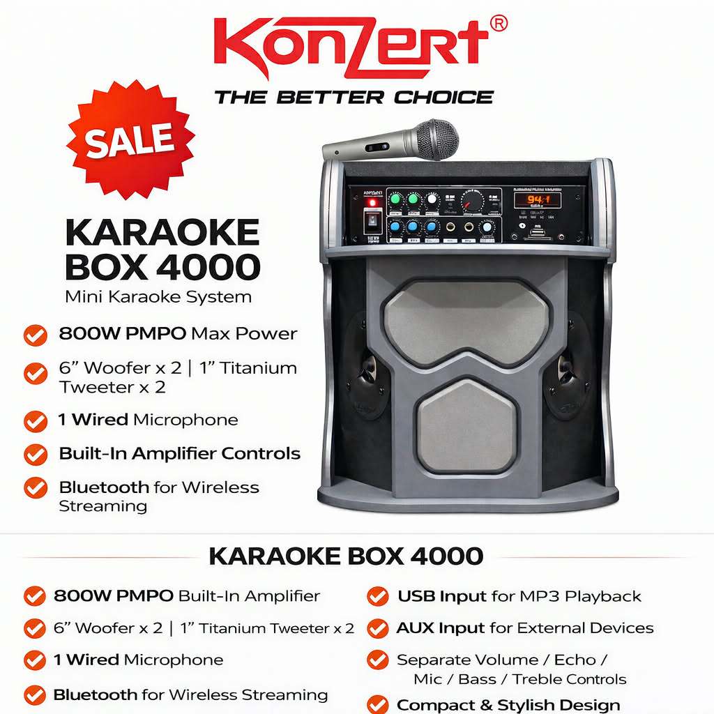 Konzert Karaoke Box 4000 Bluetooth Speaker 800W PMPO Portable Karaoke ...