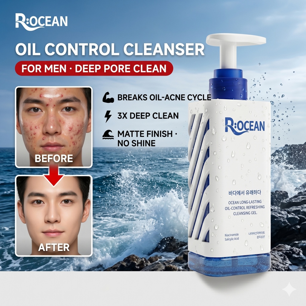 Rocean Oil Control Cleanser 150ml - Deep Pore Clean, Shrinks Pores ...