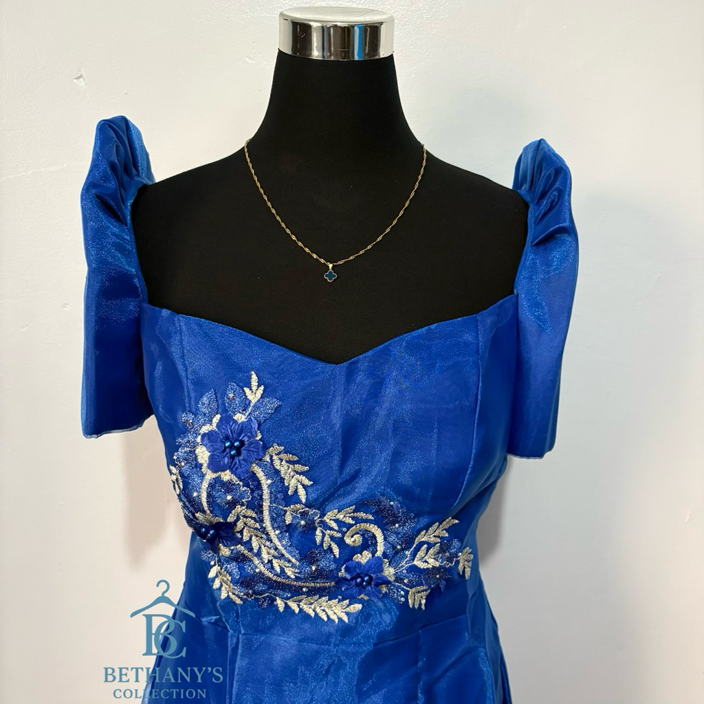 blue fantasy wedding dress Blue fantasy off-shoulder sparkling beaded tulle A-line wedding dress P2580