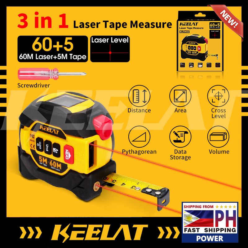 KEELAT 3in1 Laser Tape Measure Laser Ruler 60m | Shopee Philippines