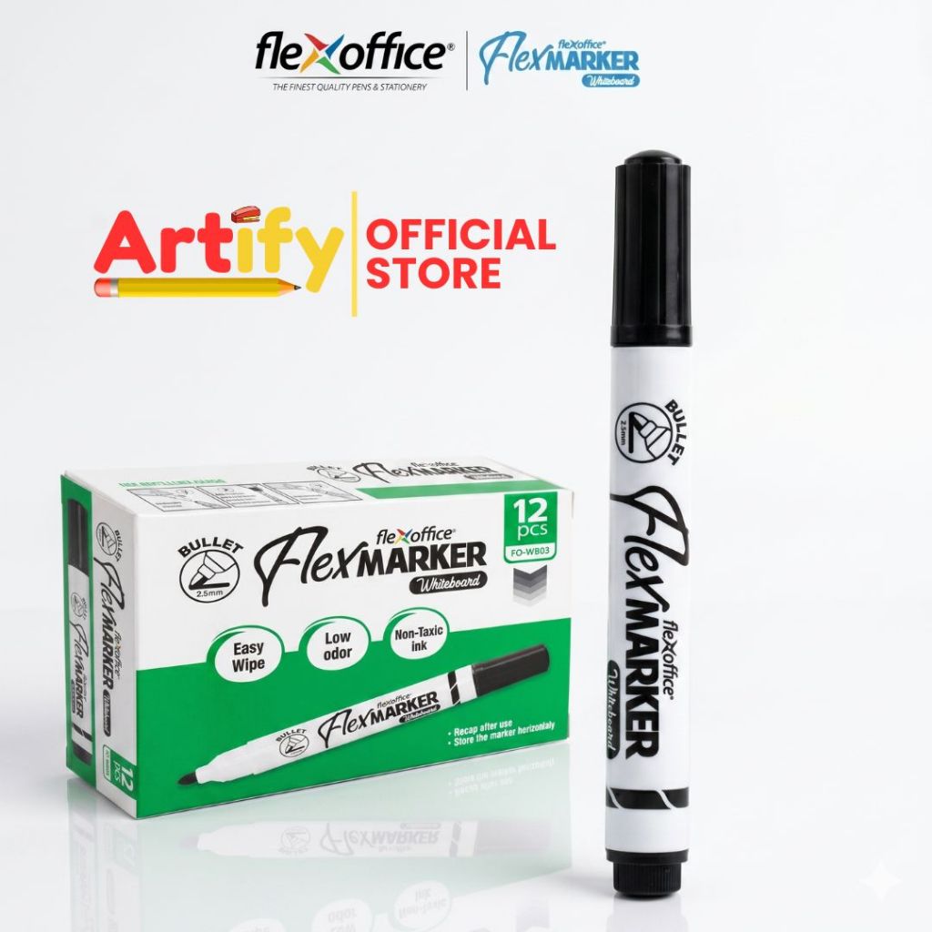 FlexOffice FlexMarker Whiteboard Pen FO-WB03 | 2.5mm Bullet Tip Dry ...