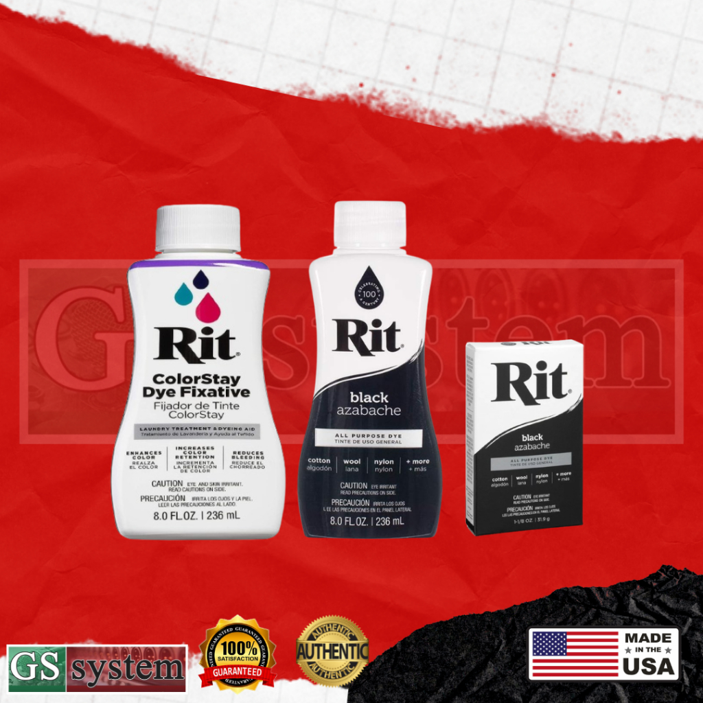 RIT DYE LIQUID BLACK LIQUID OR POWDER AND COLOR STAY DYE FIXATIVE ...