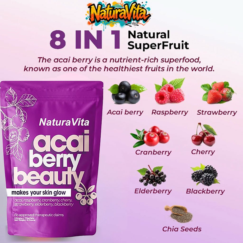 ✅FDA✅Acai Berry Powdered Drink With Chia Seeds Glutathione Collagen Anti-aging Whitening Skin
