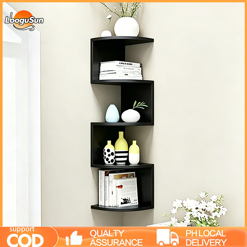 5 Layers Wall Shelf Minimalist Floating Corner Storage Rack Wall ...